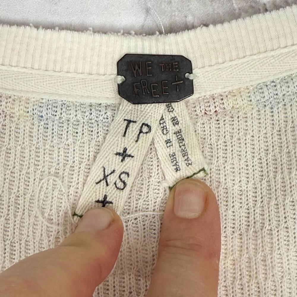 We The Free Rainbow Thermal Henley Shirt in Ivory Women's Size XS Free People - Picture 4 of 8